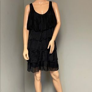 Black silk blend mini cocktail dress Size S